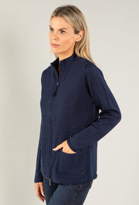 Zip Knit Ribbed Cardigan