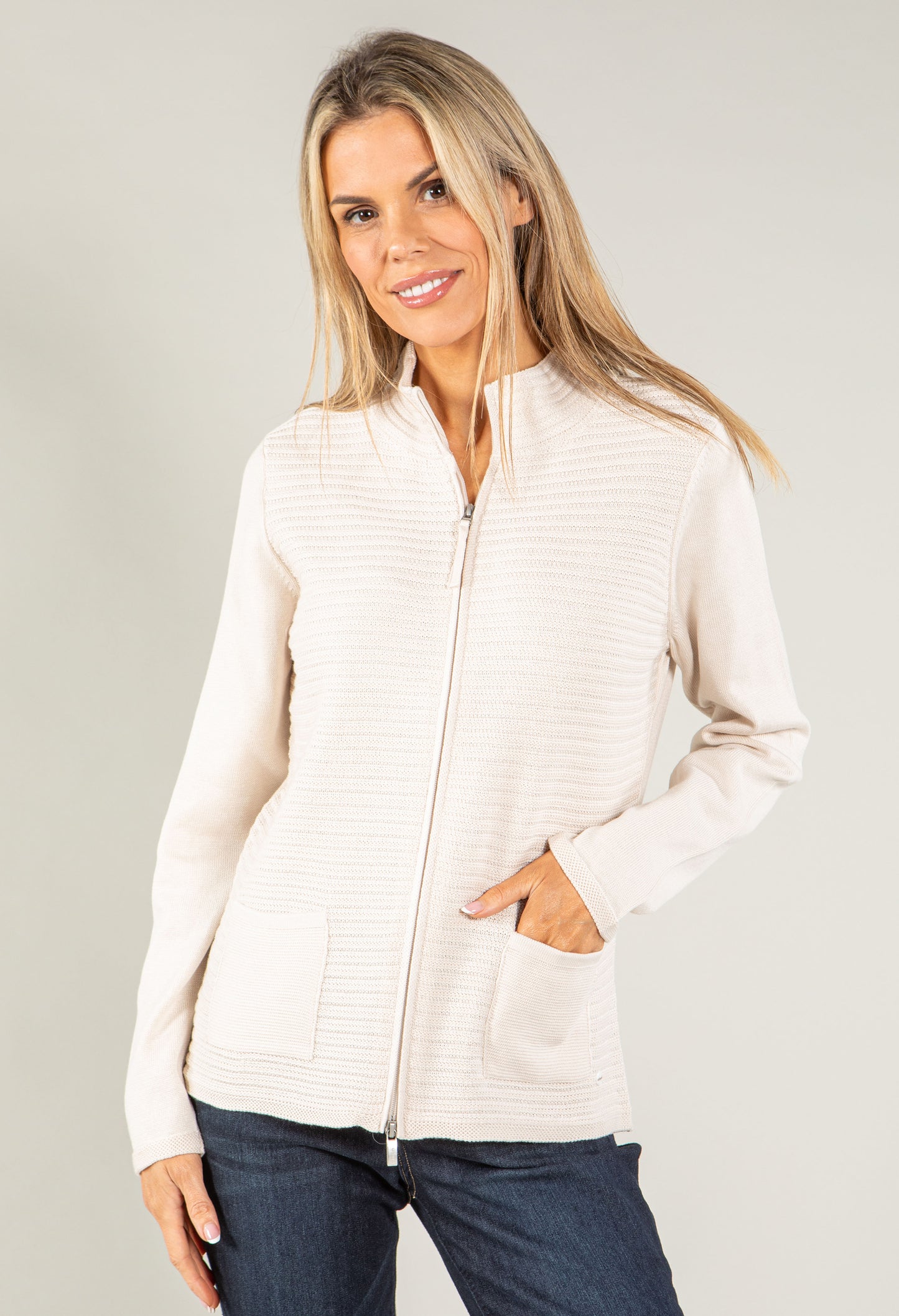 Zip Knit Ribbed Cardigan