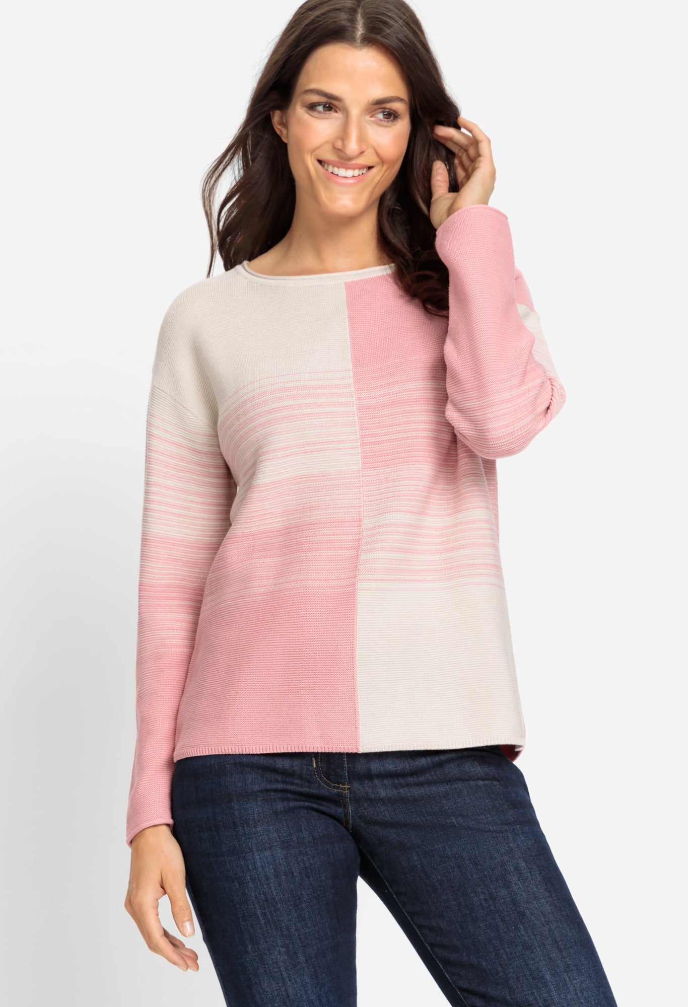 Cotton Blend Ribbed Knit Sweater