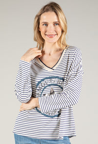 Striped Graphic Pullover