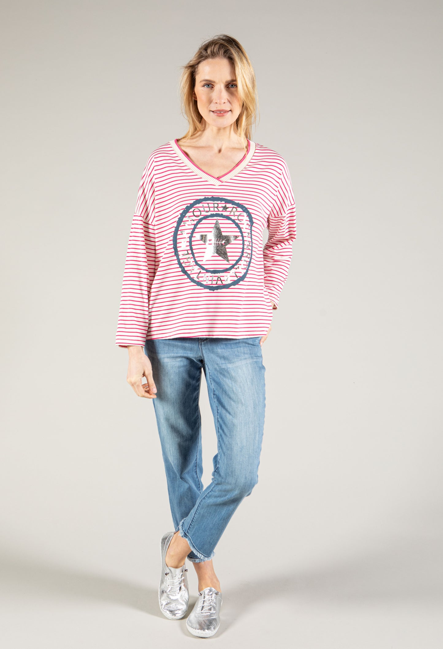 Striped Graphic Pullover