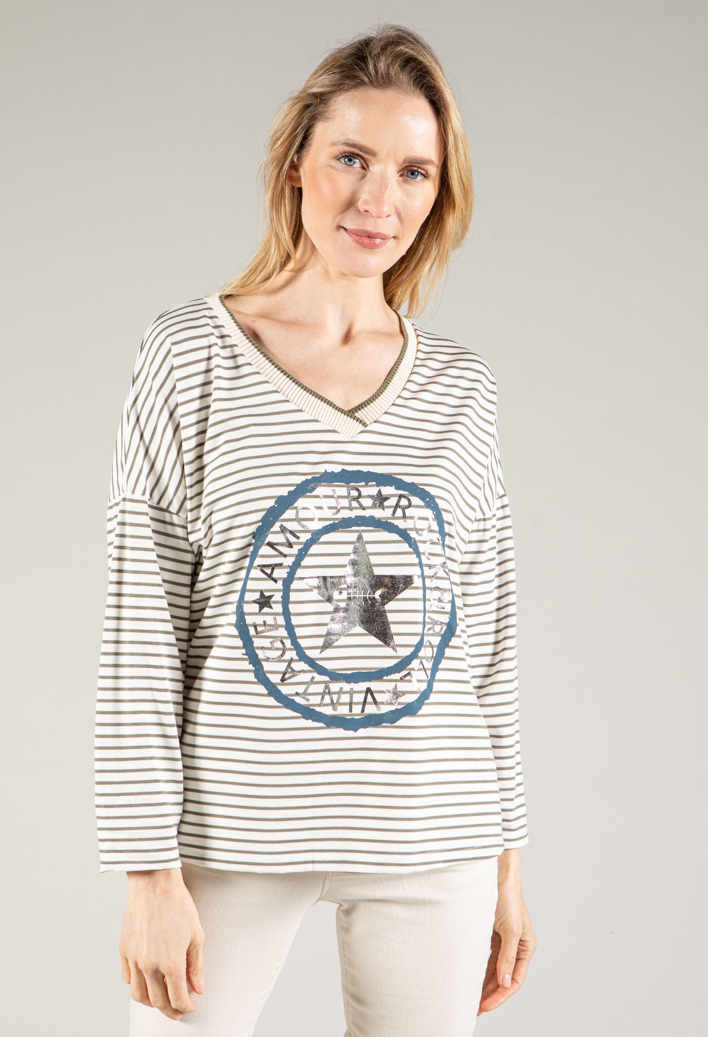 Striped Graphic Pullover