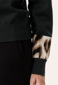 Knitted Leopard Print Detail Pullover