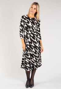 Houndstooth Print Midi Dress