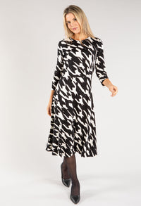 Houndstooth Print Midi Dress