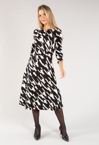 Houndstooth Print Midi Dress