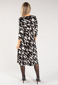 Houndstooth Print Midi Dress