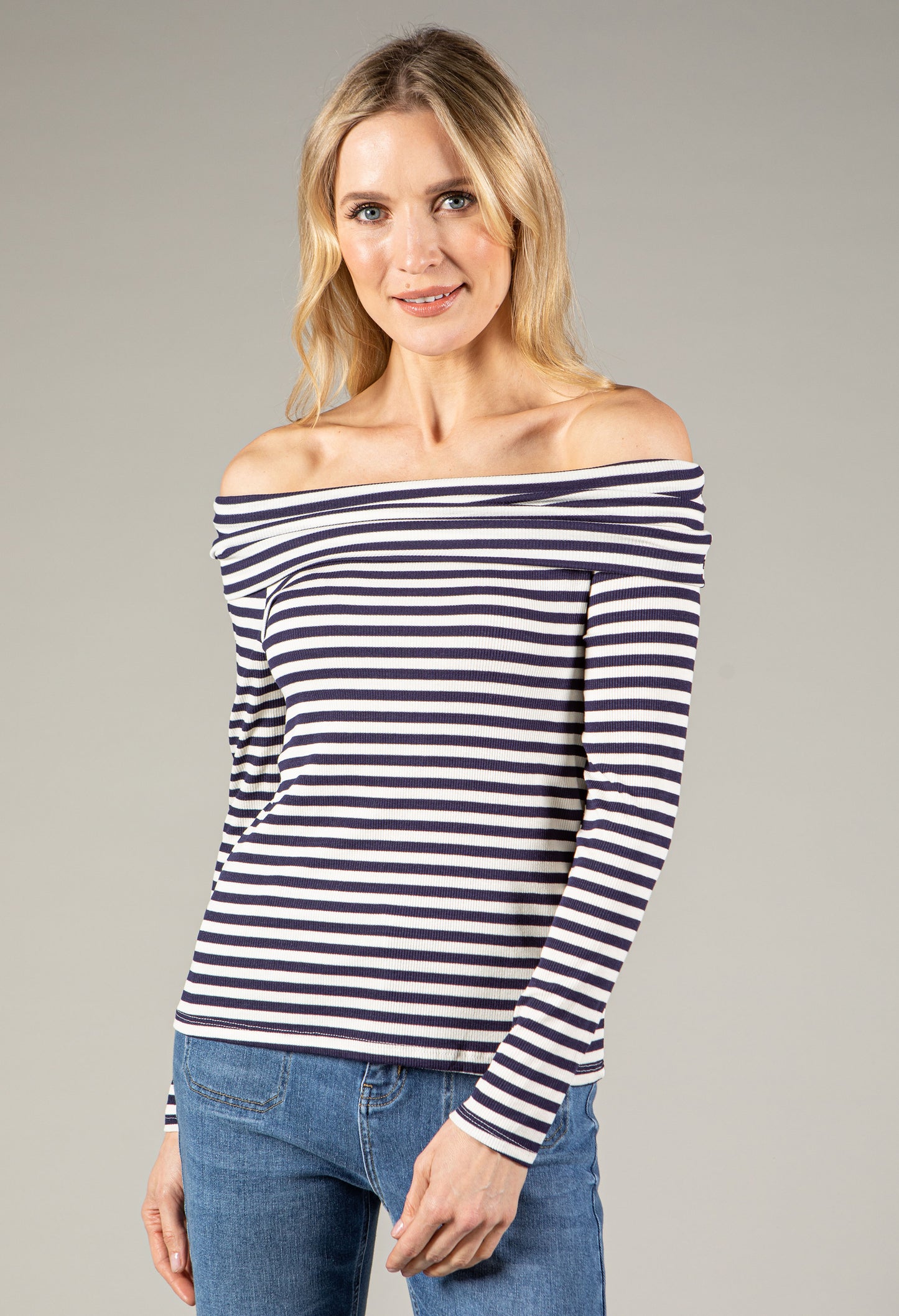 Striped Bardot Top