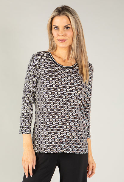 Monochrome Geo Print Top