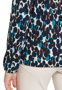 Circle and Polka Dot Print V Neck Top