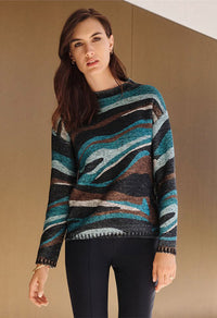 Abstract Stipe Print Knit Jumper