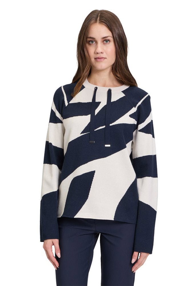 High Neck Abstract Print Jumper