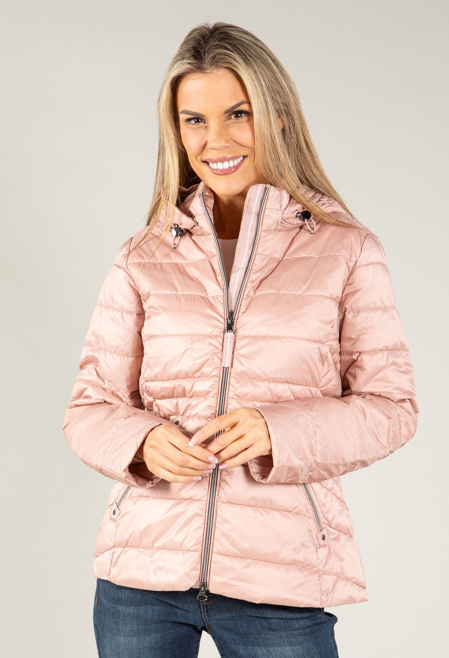 Quilted jacket with detachable hood