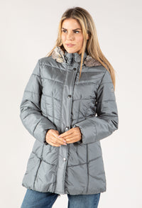 Faux Fur Hood Padded Coat