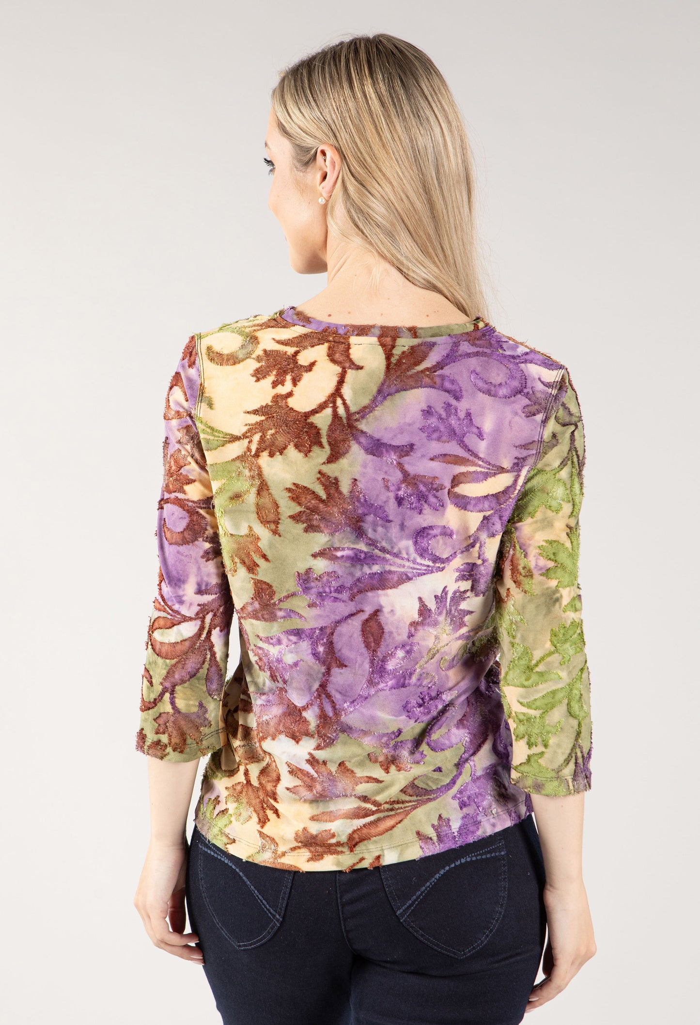 Textured Leaf Print Top