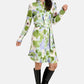 Abstract Floral Print Silk Look Dress