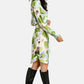 Abstract Floral Print Silk Look Dress