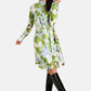 Abstract Floral Print Silk Look Dress