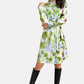 Abstract Floral Print Silk Look Dress