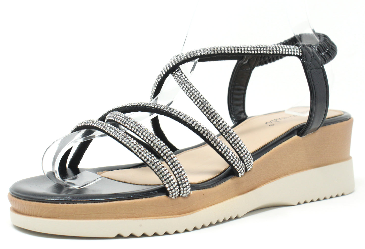 Diamante Cross Strap Sandal