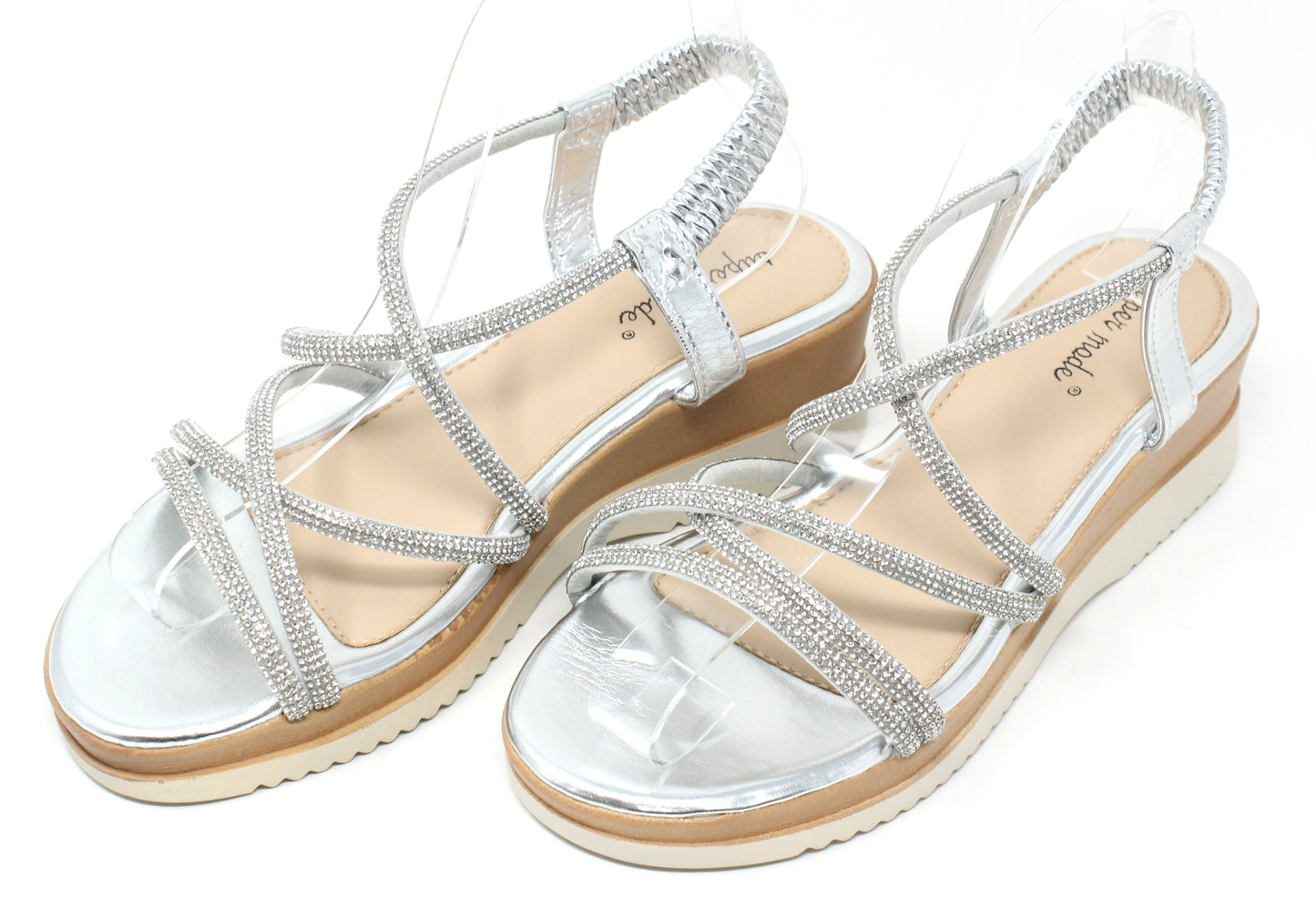 Diamante Cross Strap Sandal