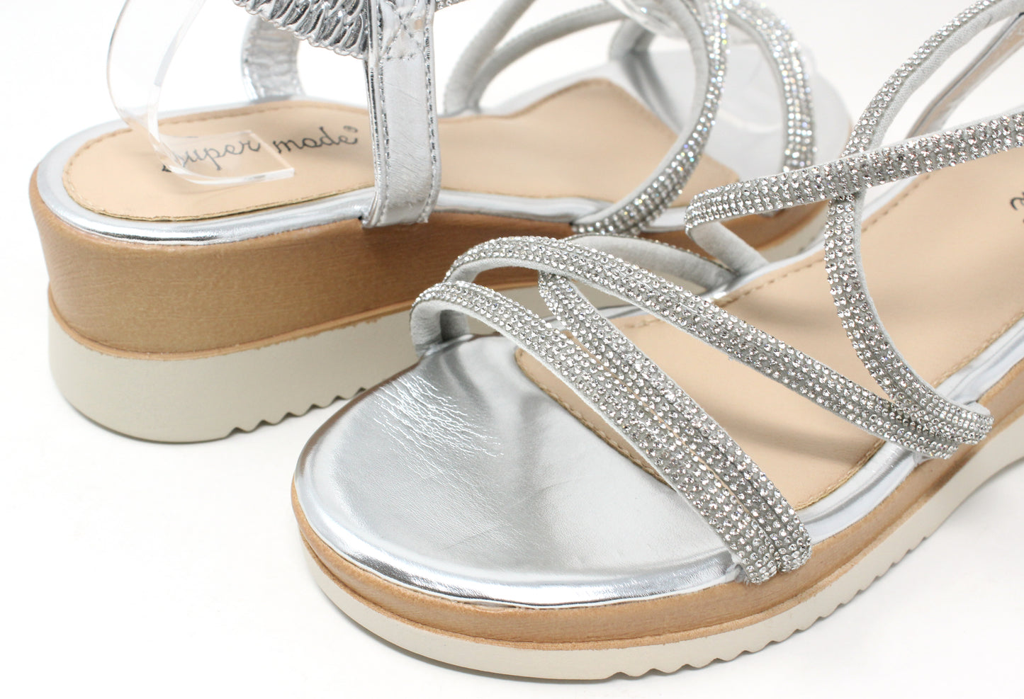 Diamante Cross Strap Sandal