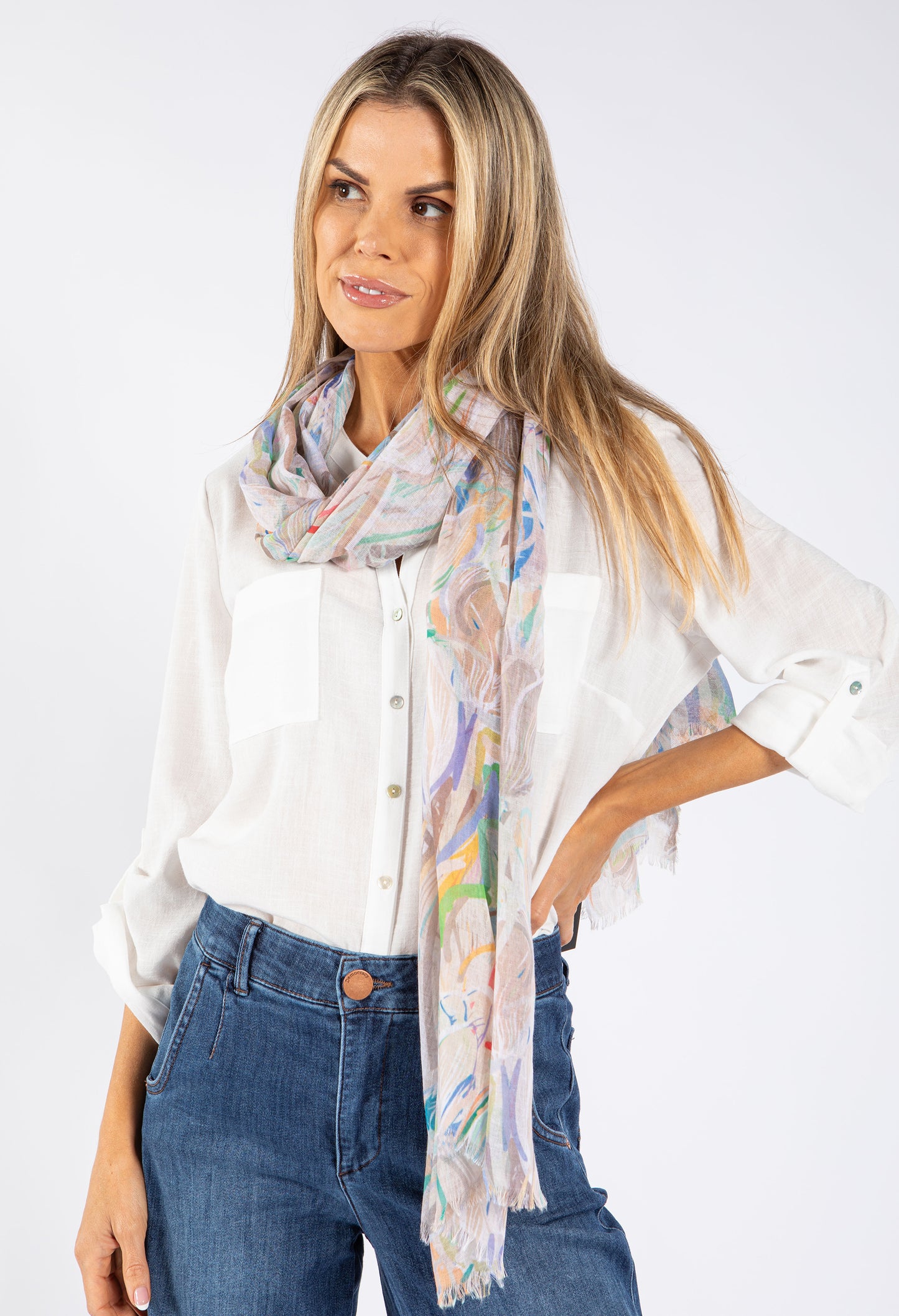 Abstract Leaf Print Scarf
