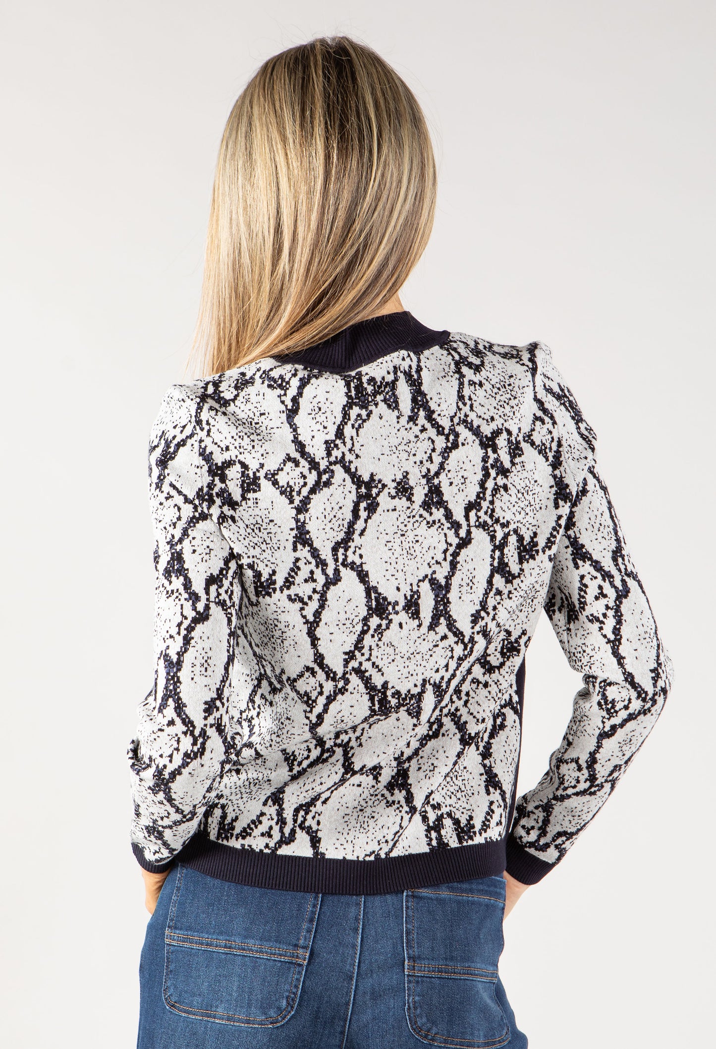 Snake Print Knit Pullover