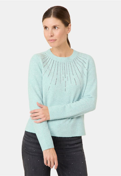 Diamante Neckline Knit Pullover