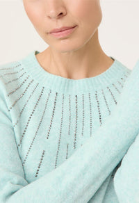 Diamante Neckline Knit Pullover