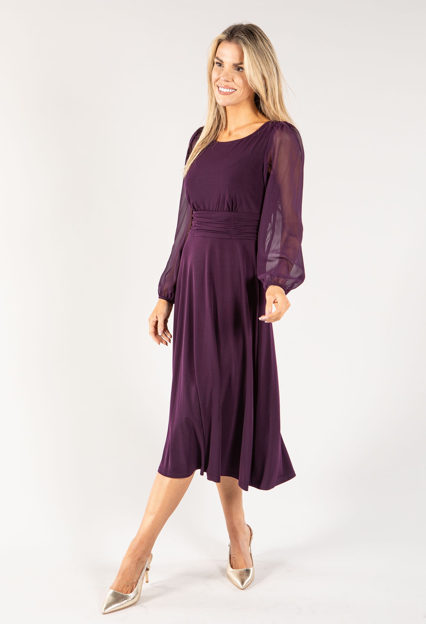 Ruched Waist Detail Midi Dress