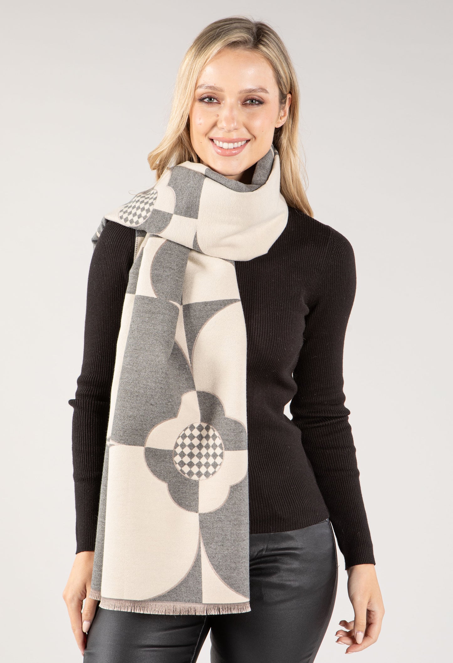 Flower Print Contrast Scarf