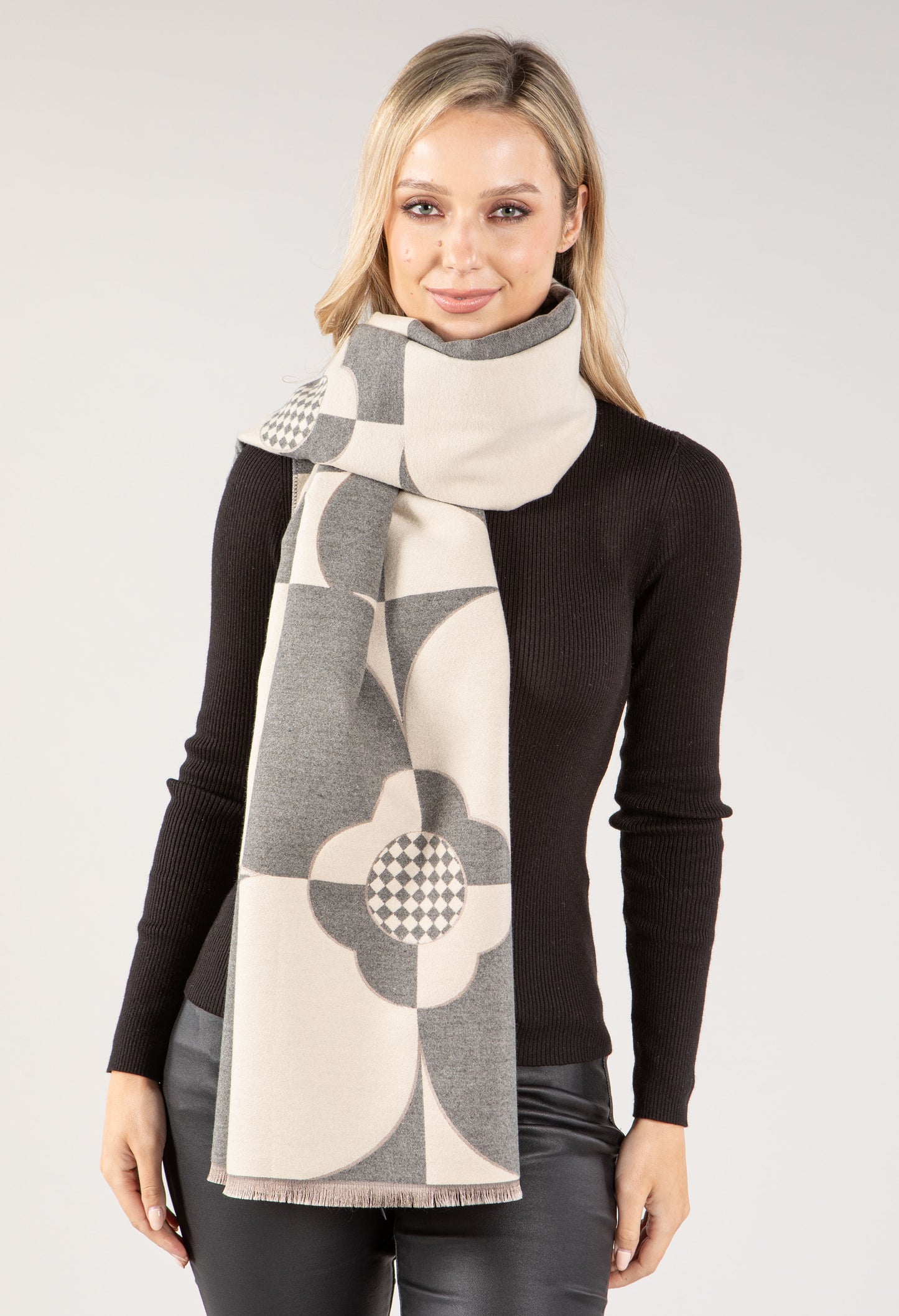 Flower Print Contrast Scarf