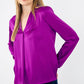 V-Neck Long Sleeve Satin Blouse