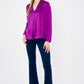 V-Neck Long Sleeve Satin Blouse