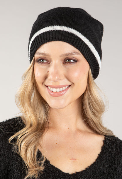 Contrast Stripe Bobble Hat