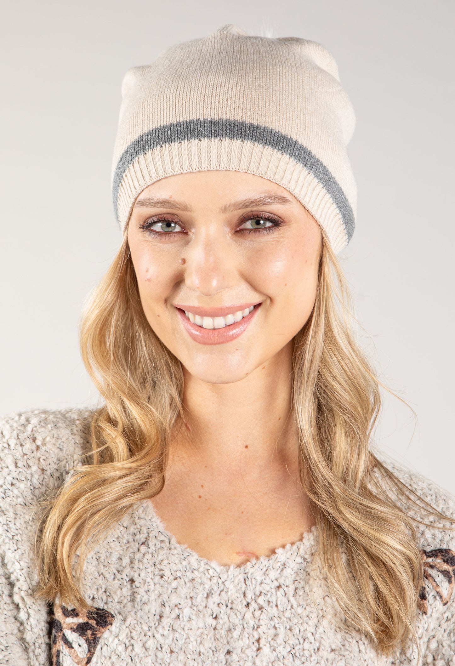 Contrast Stripe Bobble Hat