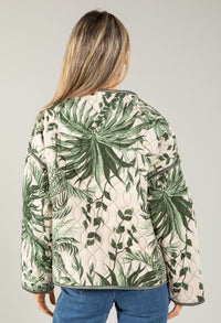 Botanical Tie Front Quilted Jacket