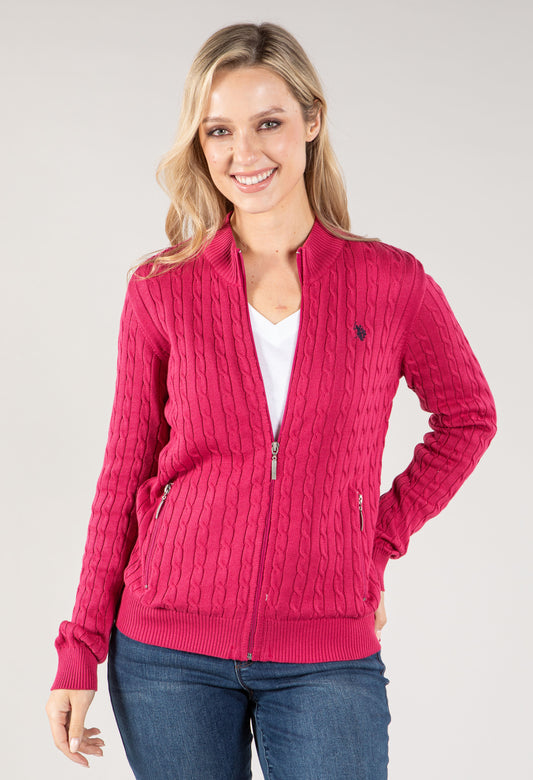 Cable Knit Zip Up Sweater