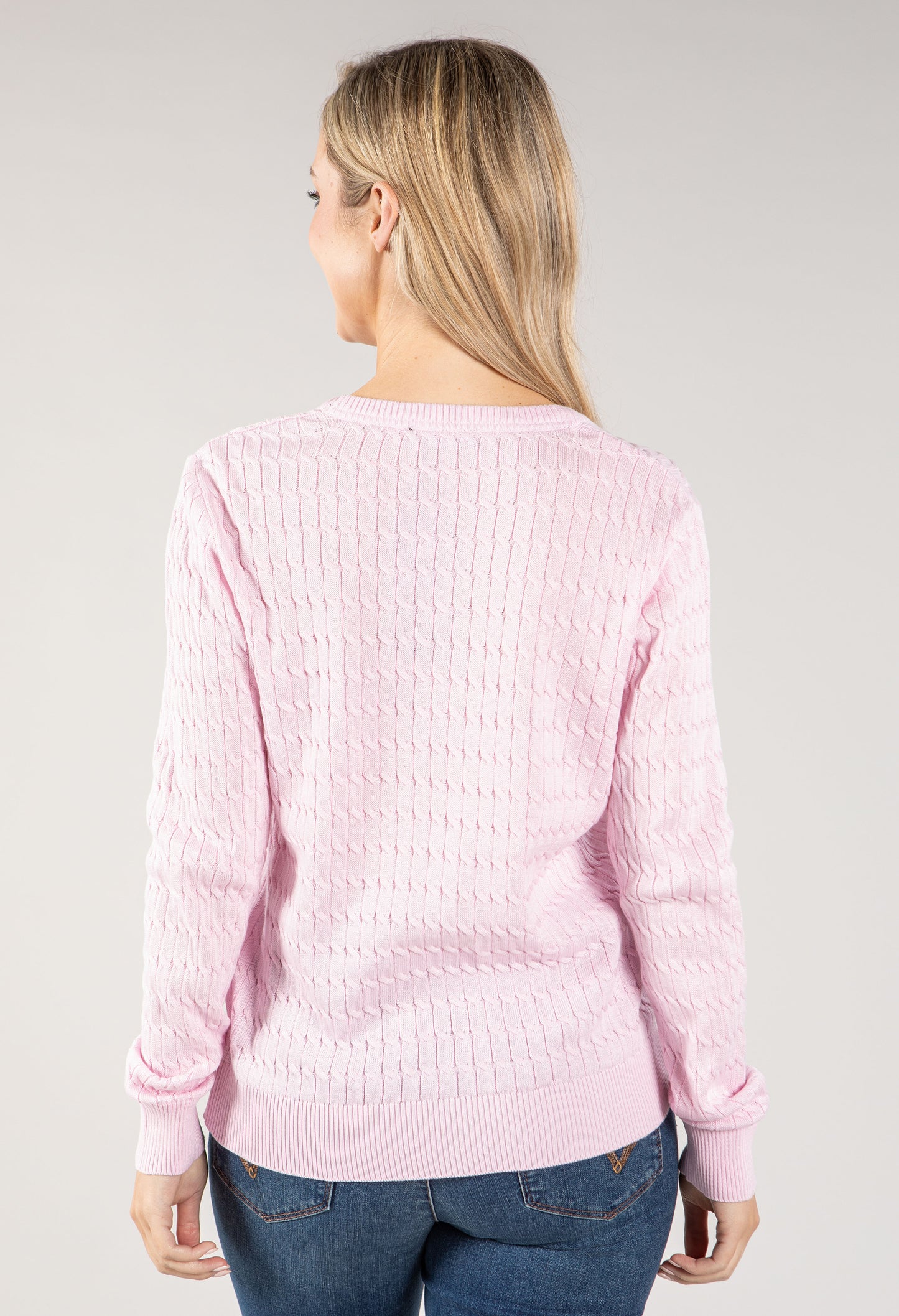 V Neckline Cable Knit Sweater