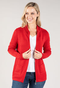 Ribbed Zip Up Cardigan