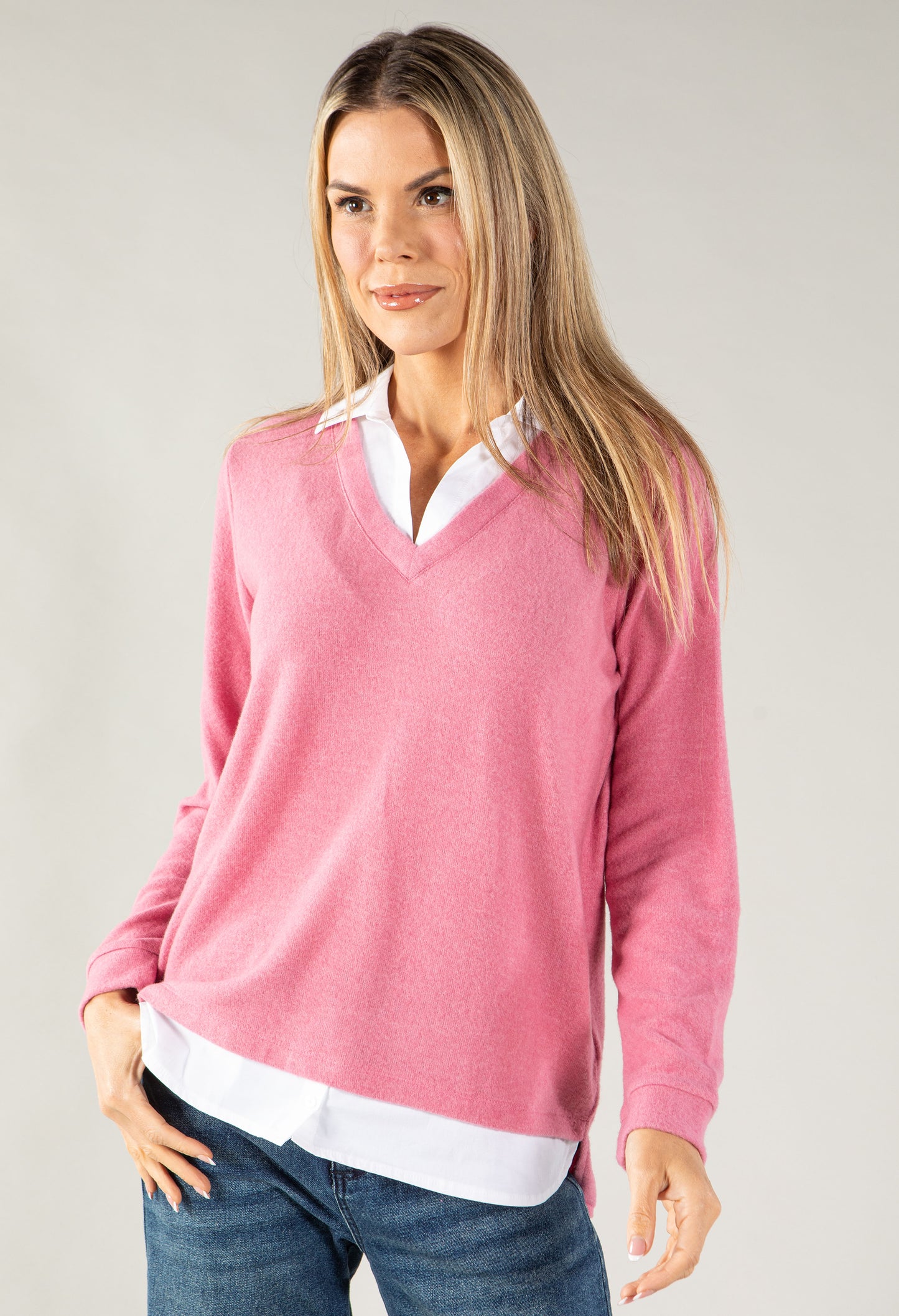 Two in One Super Soft V Neck Pullover