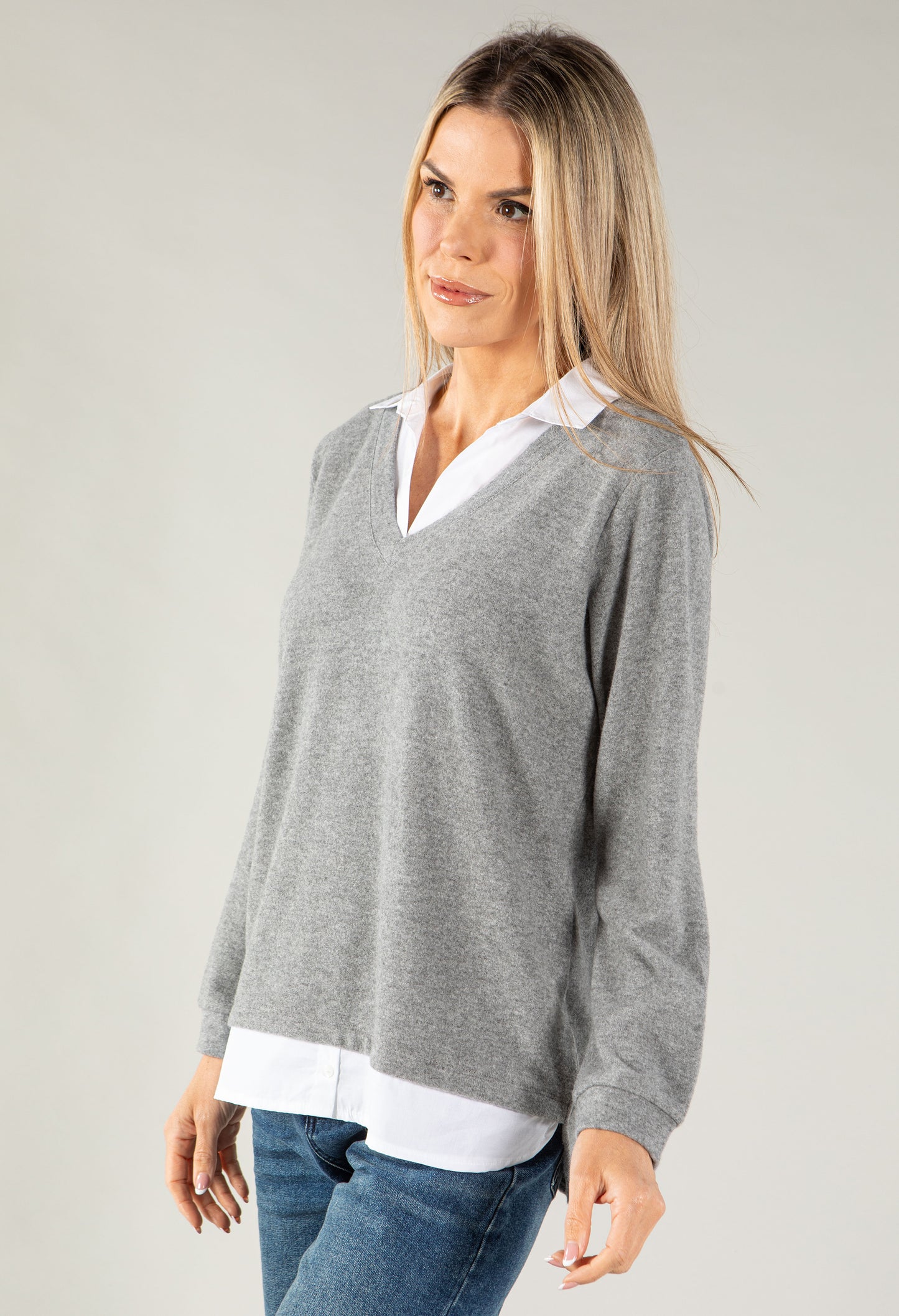 Two in One Super Soft V Neck Pullover