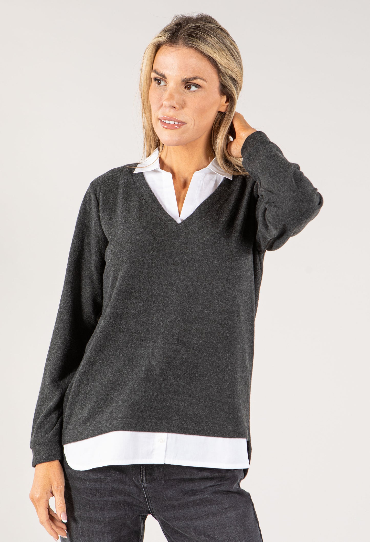 Two in One Super Soft V Neck Pullover