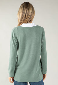 Two in One Super Soft V Neck Pullover