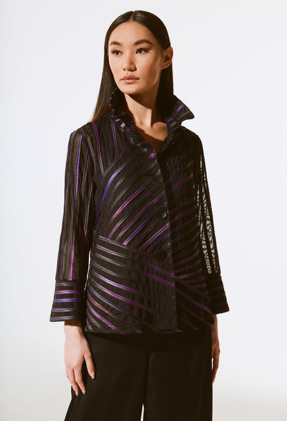 Striped High-Neck Jacket