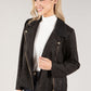 Suedette Sherpa Collar Biker Jacket