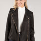 Suedette Sherpa Collar Biker Jacket