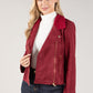 Suedette Sherpa Collar Biker Jacket