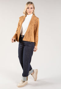 Suedette Sherpa Collar Biker Jacket